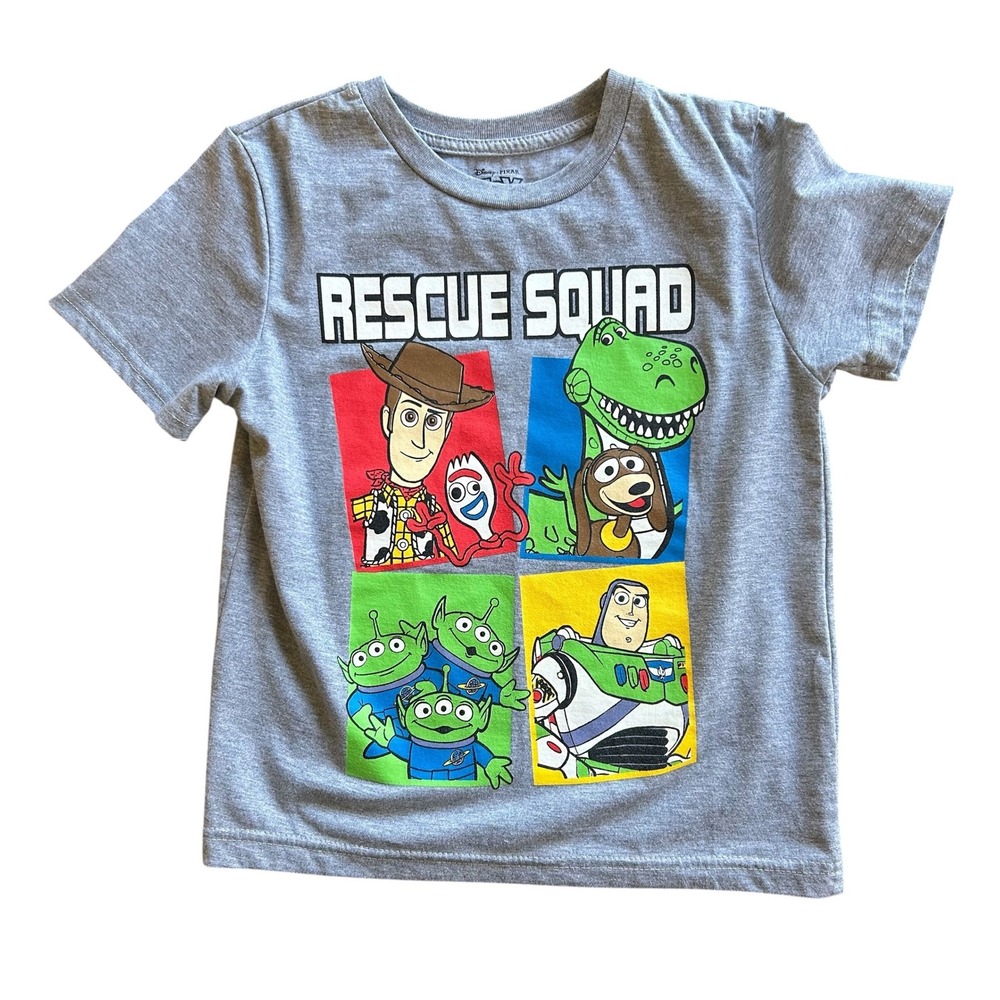 Disney Pixar Toy Story Rescue T Shirt Boys Size 6 Gray Woody Buzz Rex Forky